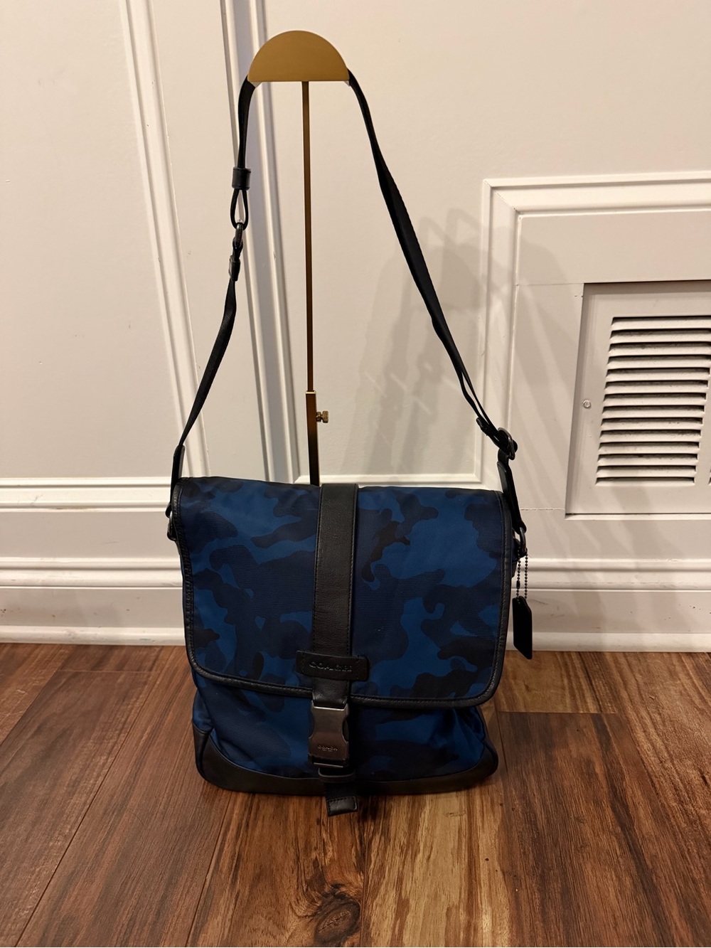 Coach Men’s Blue Camouflage Crossbody Messenger Bag